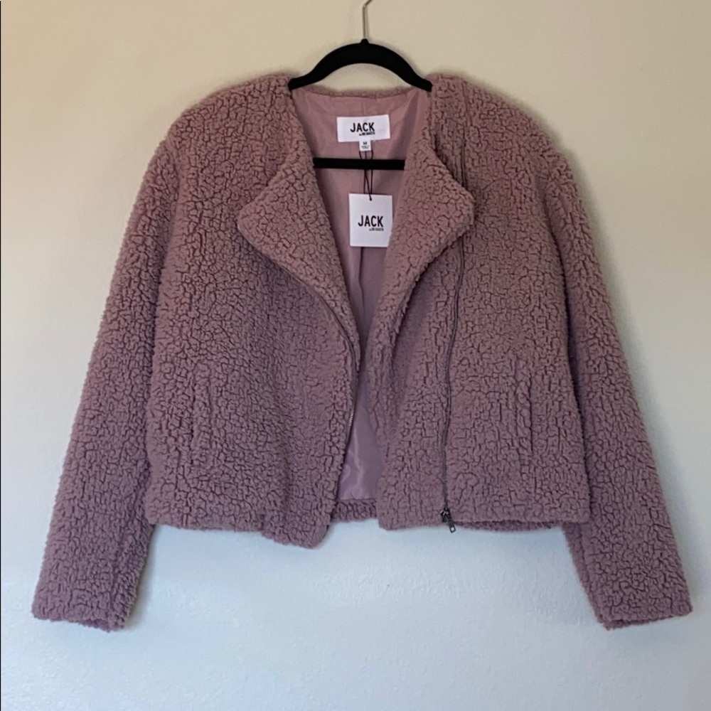 Jack by BB Dakota mauve Sherpa moto jacket medium